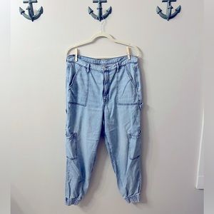 American Eagle High Waisted Denim Cargo Jogger